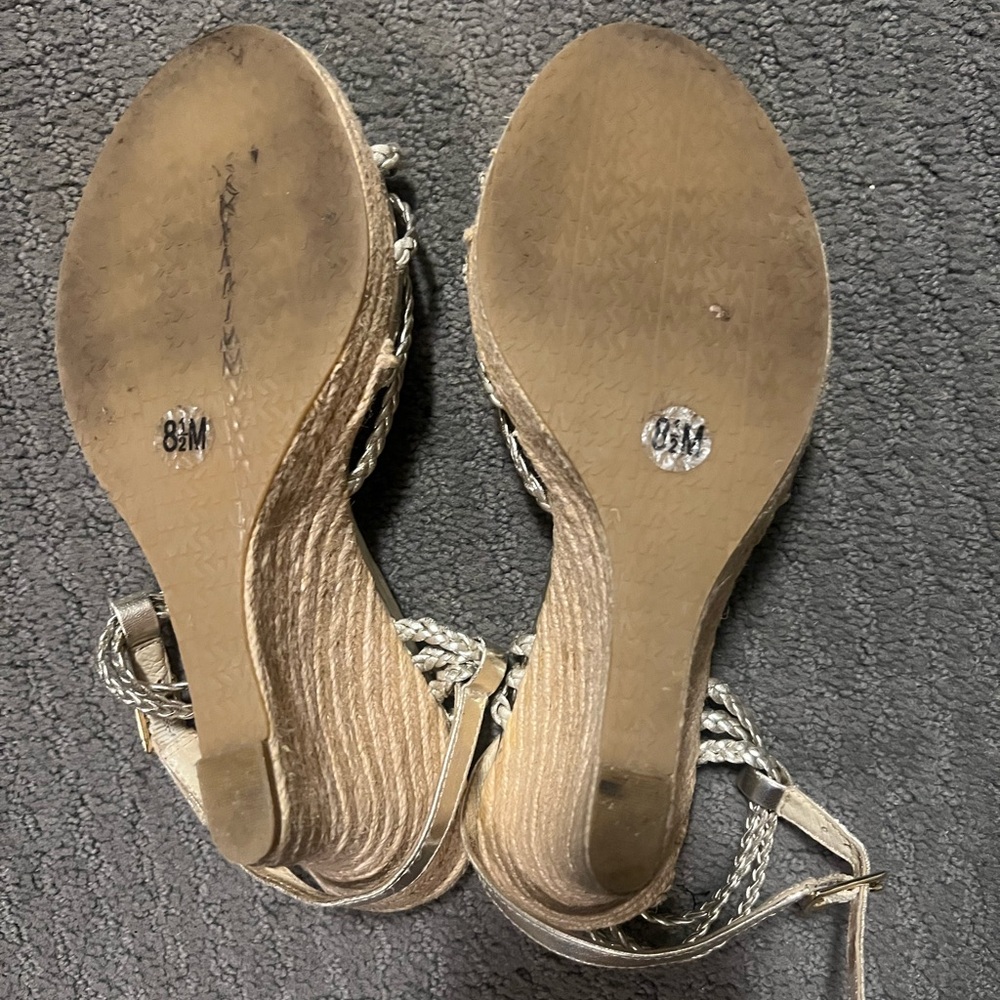 Michael Kors Gold Braided Wedge Sandals - Picture 5 of 7